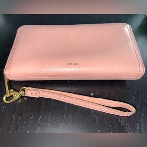 Fossil Leather Logan RFID zip around clutch